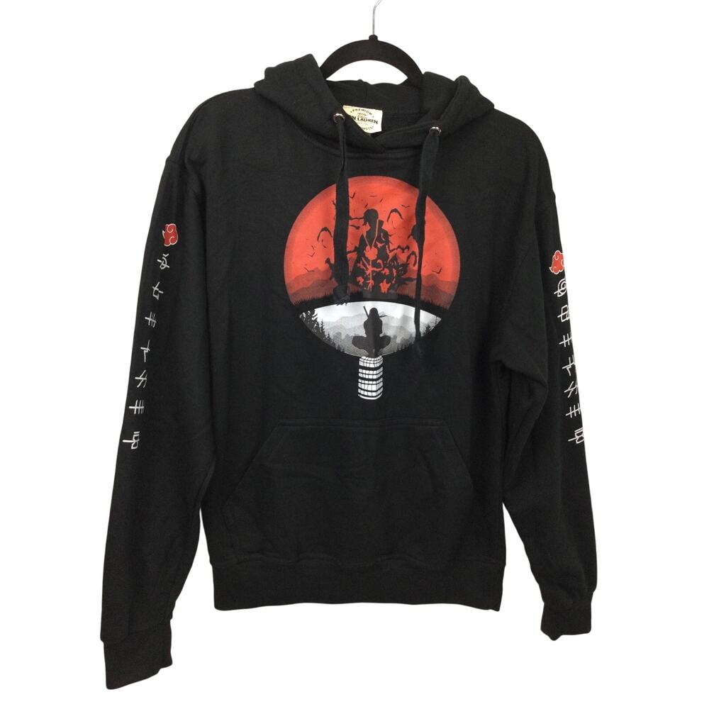 Jon Lauren Apparel Asian Graphic Hoodie Long Sleeve Black Pullover Men's Size M